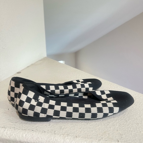 Vivaia Shoes - Vivaia Shoes Margot 2.0 Black & White Checker Knit Ballet Flats Chic Preppy 42